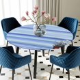 thumbnail image 5 of Elastic Fitted Round Tablecloth, Blue Ombre Striped Daisy Waterproof Stretch Table Cover for 36"-44" Tables, Vintage Flowers Abstract Art Washable Outdoor Tablecloths for Patio, Picnic, Camping, 5 of 9