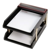 Rosewood & Leather Double Letter Trays