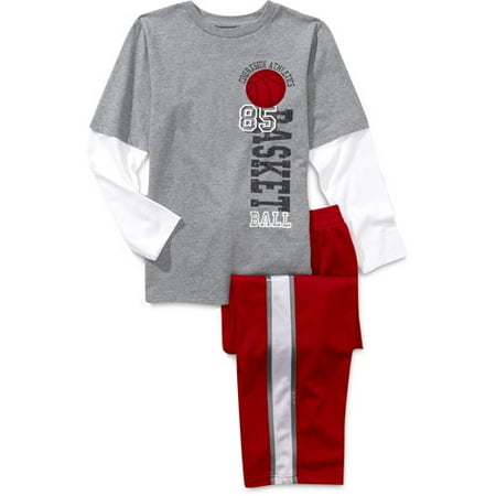 Athletic Works - Boys' 2-Piece Basketball Tee and Pants Set