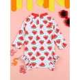 thumbnail image 3 of Suealasg Baby Girls One Piece Swimsuit 3M 6M 12M 18M 24M Long Sleeve Watermelon Stripe Print Rash Guard Swimwear Infant Summer Bathing Suit Beachwear, 3 of 7