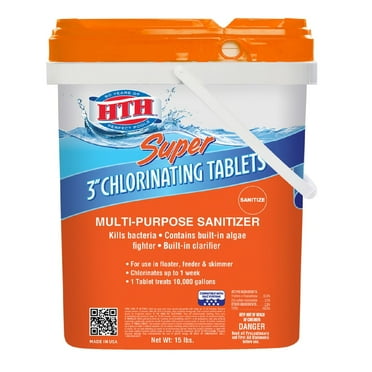 HTH 42038 Super Chlorinating Chemicals Tablet for Swimming Pool, 15 lb.