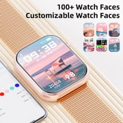 Mingdaln 1.85-inch Womens Smart watch with 2 watch straps/Answer/Make Calls/120+Sports Modes/ IP68 Waterproof,Fitness Tracker Fits for Android Iphone Devices(Gold Milan Steel Belt)