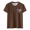 thumbnail image 1 of Hauts pour Femmes Jour de l'Indépendance Drapeau Col Rond Imprimé Lettre Manches Courtes T-Shirts pour Femmes Marron TTG, 1 of 4