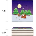 thumbnail image 3 of FMSHPON Merry Christmas Santa Claus Set of 6 Coaster for Drinks, Absorbent Ceramic Stone Coasters Cup Mat with Cork Base for Home Kitchen Room Coffee Table Bar Decor, 3 of 4