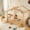 Natural, variant on HICOMILA Full Size Montessori  House Floor Bed,  Montessori Floor  Playhouse Beds Frame for Boys＆Girls,Solid Wood  House Bed with Roof, Built-in Shelfe, and Signboard, Childlike Design, White