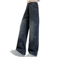 thumbnail image 2 of SGFCWSX Wide Leg Jeans for Girls High Waist Baggy Denim Pants with Pockets Casual Pant Navy Size 5 Years, 2 of 7