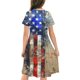 thumbnail image 4 of Odeerbi Niñas Día de La Independencia Vestido de Línea A Verano Patriótico Cuello Redondo Manga Corta Vestido Casual, 4 of 9