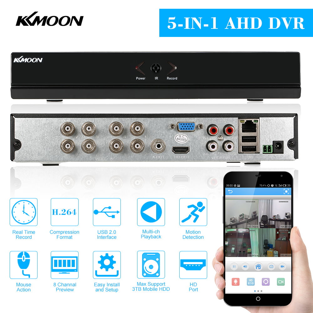 Cataract repetitie Ooit KKmoon 8CH 1080P NVR AHD TVI CVI DVR 5-in-1 Digital Video Recorder P2P  Cloud Network Digital Video Recorder Support Plug and Play Phone APP Free  CMS Browser View Motion Detection PTZ for