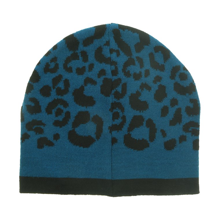 Roberto Cavalli ESZ031 D2493 Black/Petrol Leopard Beanie Hat  display picture 1