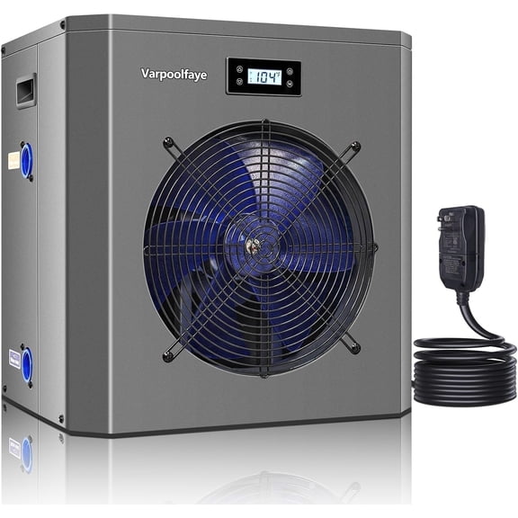16000 BTU Swimming Pool Heat Pump 5000 Gallon Electric Pool Heater for Above Ground Pool 5KW Heating or Cooling WiFi Control Timer Pool Heater 120V 60Hz