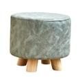 thumbnail image 3 of Reposapiés pequeño otomano con asiento acolchado y patas de madera para cambiar zapatos. Gris, 3 of 9
