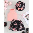 thumbnail image 2 of Bagilaanoe 3pcs Toddler Baby Girl Skirt Set Ribbed Knit Sleeveless Tank Tops + Ruffles Skirts + Hat 6M 9M 12M 18M 24M 3T Kids Casual Summer Clothes, 2 of 7