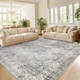 thumbnail image 3 of Twister.CK Vintage Floral Distressed Area Rug, 9' x 12' Washable Rugs Stain Resistant Indoor Carpet with Non-Slip Backing for Bedroom Living Room Dining Room, Blue, 3 of 9