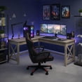 thumbnail image 2 of Lavish Home 59" L-Shaped Farmhouse Style Desk for Home Office in Light Gray Oak Finish, 2 of 6