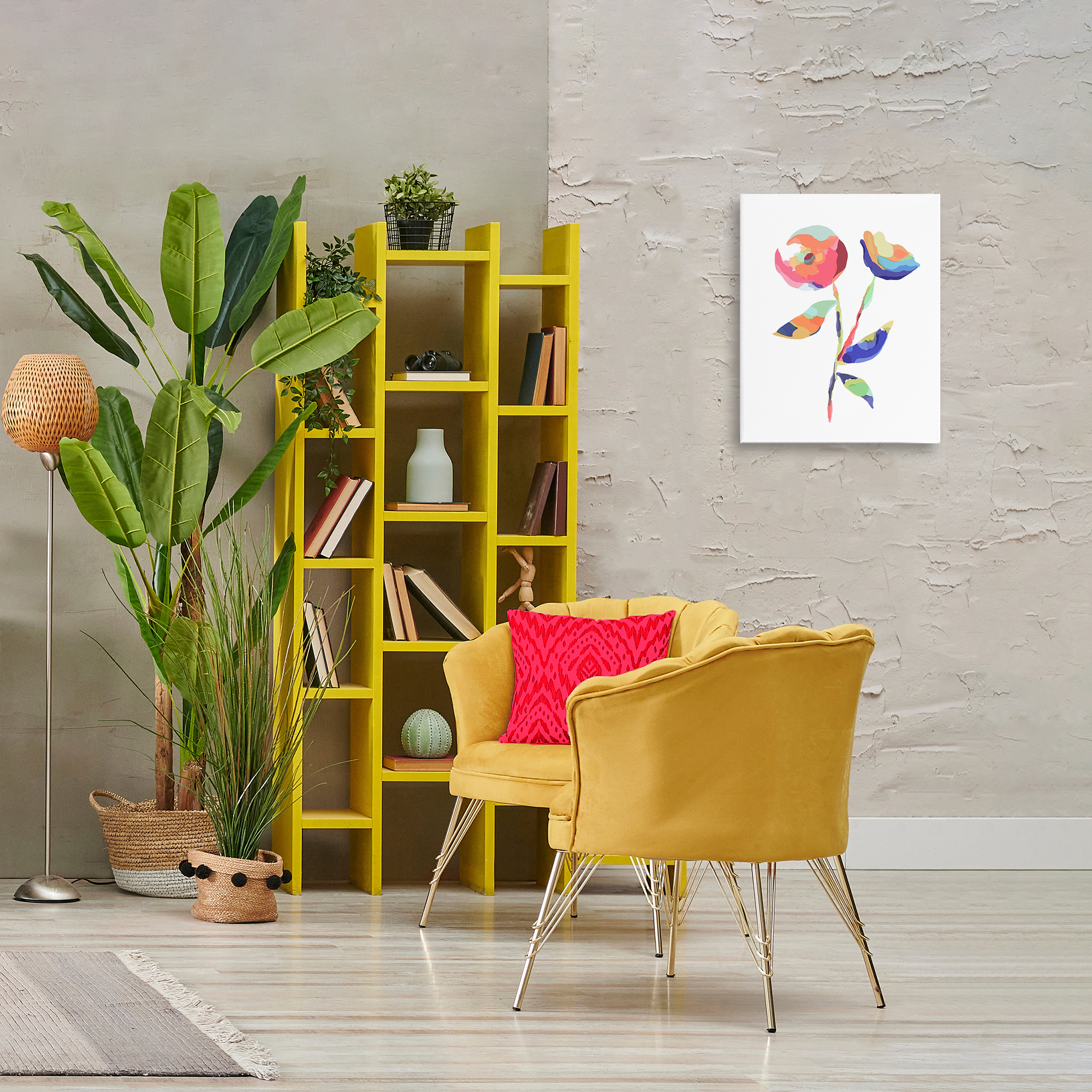 Stupell Industries Mosaic Flower Buds Plants & Flowers Painting Wrapped Canvas Art Print Wall Art, 16 x 20