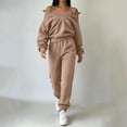 thumbnail image 6 of fheaev 2 Piece Outfits for Women Casual Half Zip Sweatshirt Jogger Sweatpants with Pockets Fall Winter Outfit Khaki,3XL, 6 of 8