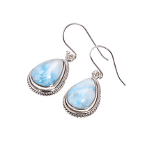 Natural Blue Larimar Gemstone 925 Sterling Silver Dangle Earrings Jewelry Gift for Her