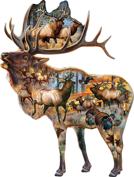 Reindeer Training Shaped 800 Piece Jigsaw Puzzle by SunsOut