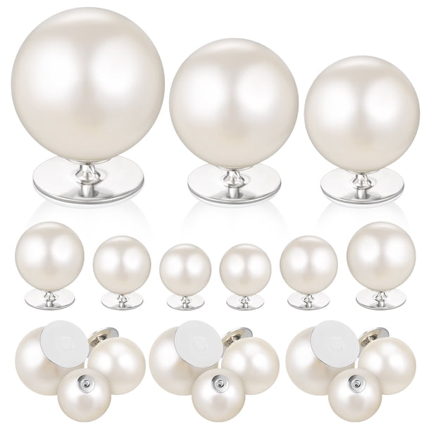 18 botones de broche sin costura, botones de blusa con perlas artificiales, botones de camisa, botones de presión para ropa