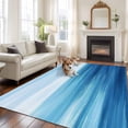 thumbnail image 3 of Area Rug 60×96in, Abstract Minimalism Blue Ocean Waves Floor Carpet Living Room Rug, Aqua Theme Non-Slip Welcome Mat Indoor Rugs for Bedroom Dining Room, 3 of 9