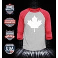 thumbnail image 2 of Shop4Ever Men's Canada White Leaf Proud Canadian Flag Raglan Baseball Shirt X-Large Heather Grey/Red, 2 of 4