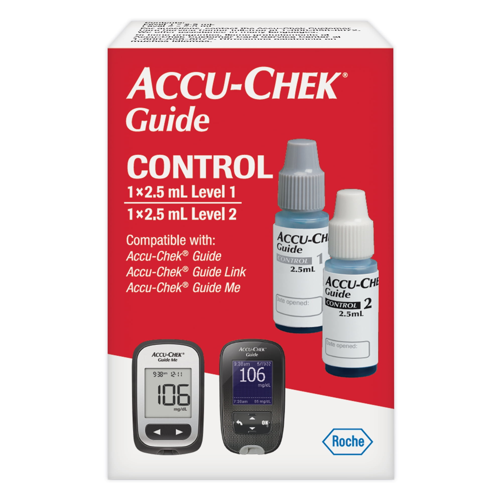 Decimale optocht restaurant Accu-Chek Guide Control Solution for Diabetic Blood Glucose Testing​ -  Walmart.com
