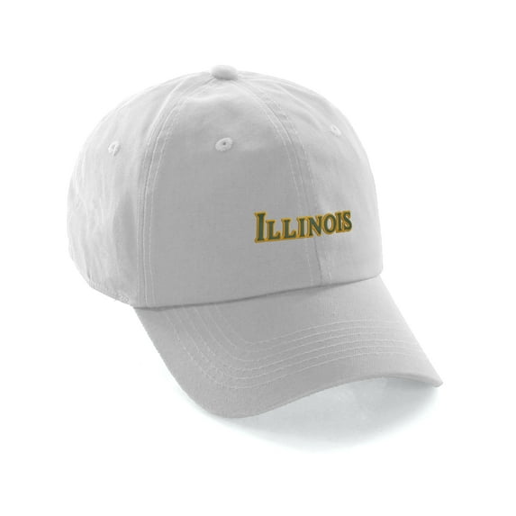 Daxton USA States Golf Dad Hat Cap Cotton Unstructure Low Profile Strapback, White Hat Illinois