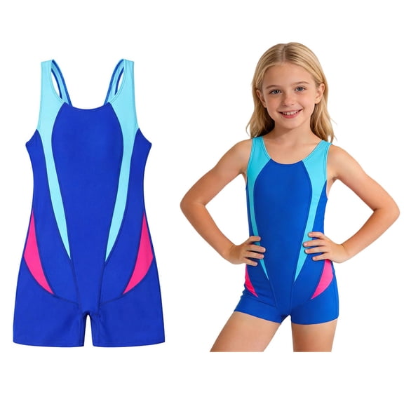 Kids Girl Swimsuit Boyleg 1-Piece Bathing Suits Quick Dry Summer Swimwear with UPF Sun Bathing Suit for Girls 7-8 Years