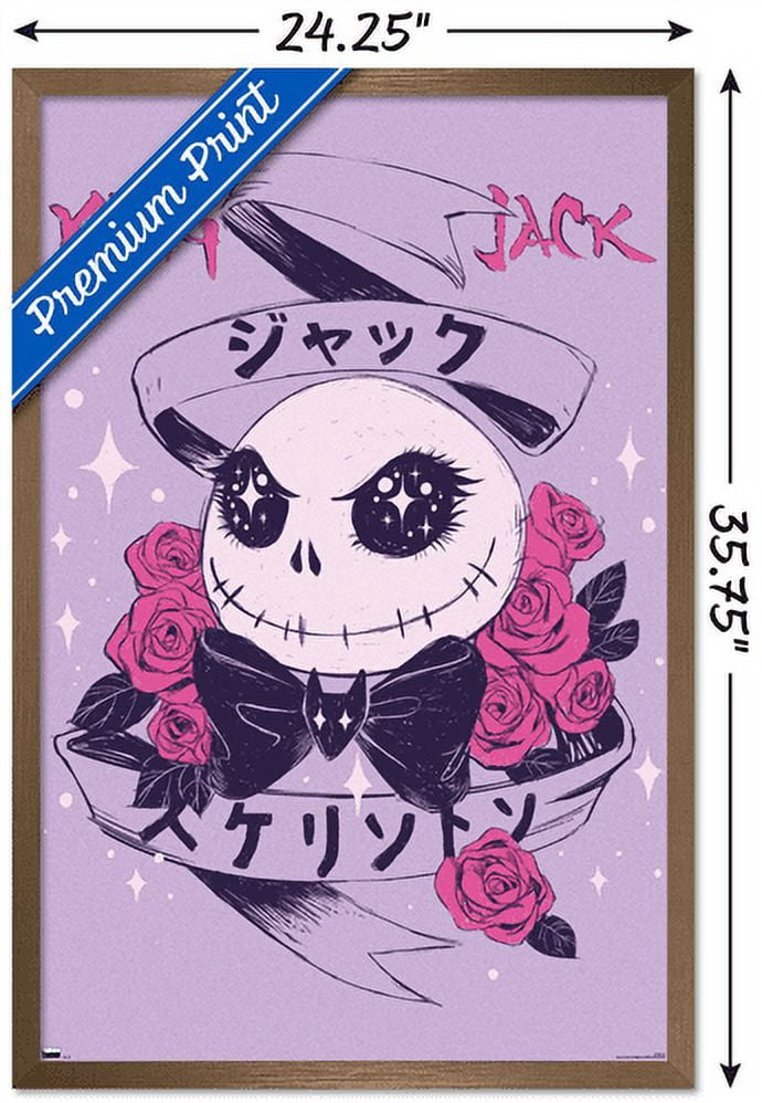 Disney Tim Burton's The Nightmare Before Christmas - Japanese Jack Wall Poster, 22.375" x 34", Framed