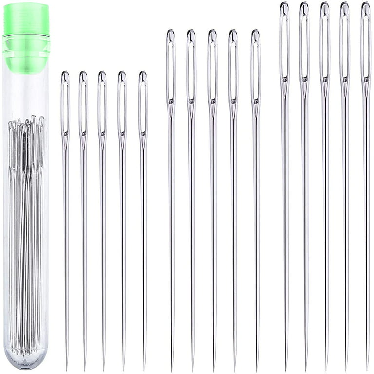 Jollmono 50 Pack Premium Large Eye Needles for Hand Sewing with 4 Needle Threaders, Assorted Sizes, Embroidery Needles for Hand Sewing, Sewing Needles