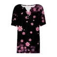 thumbnail image 5 of Women's Short Sleeve Tunic Tops Loose Fit Flowy Y2K Tops Dressy Casual Vintage Fashion Henley Neck Flowy Shirts 1/4 Button up Blouse Summer Clothes for Teen Girls Tie Dye Ombre Hot Pink T Shirts XXL, 5 of 5