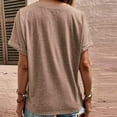 thumbnail image 6 of TAGOLD Summer Short Sleeve Tops for Womens Women's Fashion Summer V Neck Leisure Short Sleeve Buttons Solid Tops Khaki XL, 6 of 6