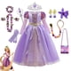 thumbnail image 2 of Disfraz de princesa Rapunzel para niñas, vestido de baile de malla de manga larga, vestido de graduación para niños, vestido de fiesta de Halloween, bata de cumpleaños, ropa 4T (Tag120) Gao Jinjia LED, 2 of 2