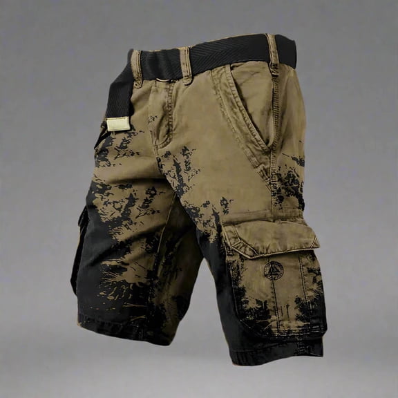 Men's Cargo Shorts Loose Fit Multi Pocket Workwear Shorts Durable Casual Outdoor Knee Length Bottoms For Summer,Dark Green,XXL