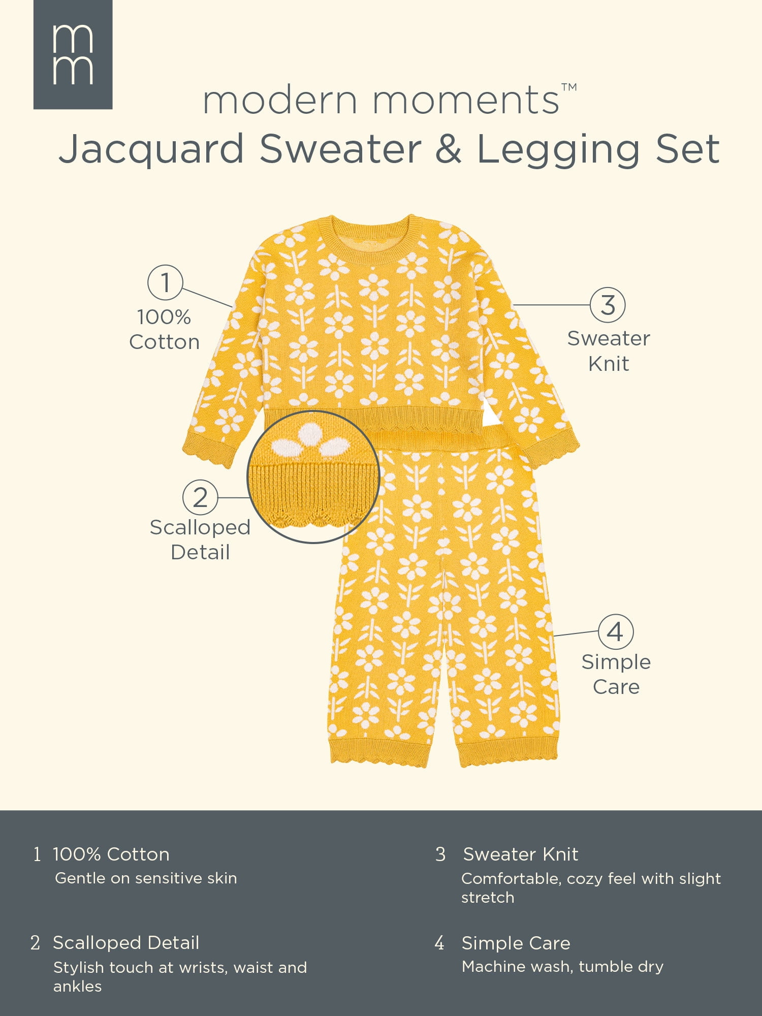 Modern Moments by Gerber Toddler Girl Jacquard Sweater and Legging Set, 2-Piece, Sizes 12 Months - 5T