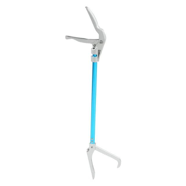 Atrapador de serpientes profesional de aleación de aluminio de 70 cm, no plegable, con pinza y agarre azul