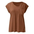 thumbnail image 3 of BKQCNKM Shirts for Women T Shirts for Women Short Sleeves V Neck Plain Color Soft Loose Fitting Summer T Shirts Women Tshirts Shirts for Women, Coffee M, 3 of 5