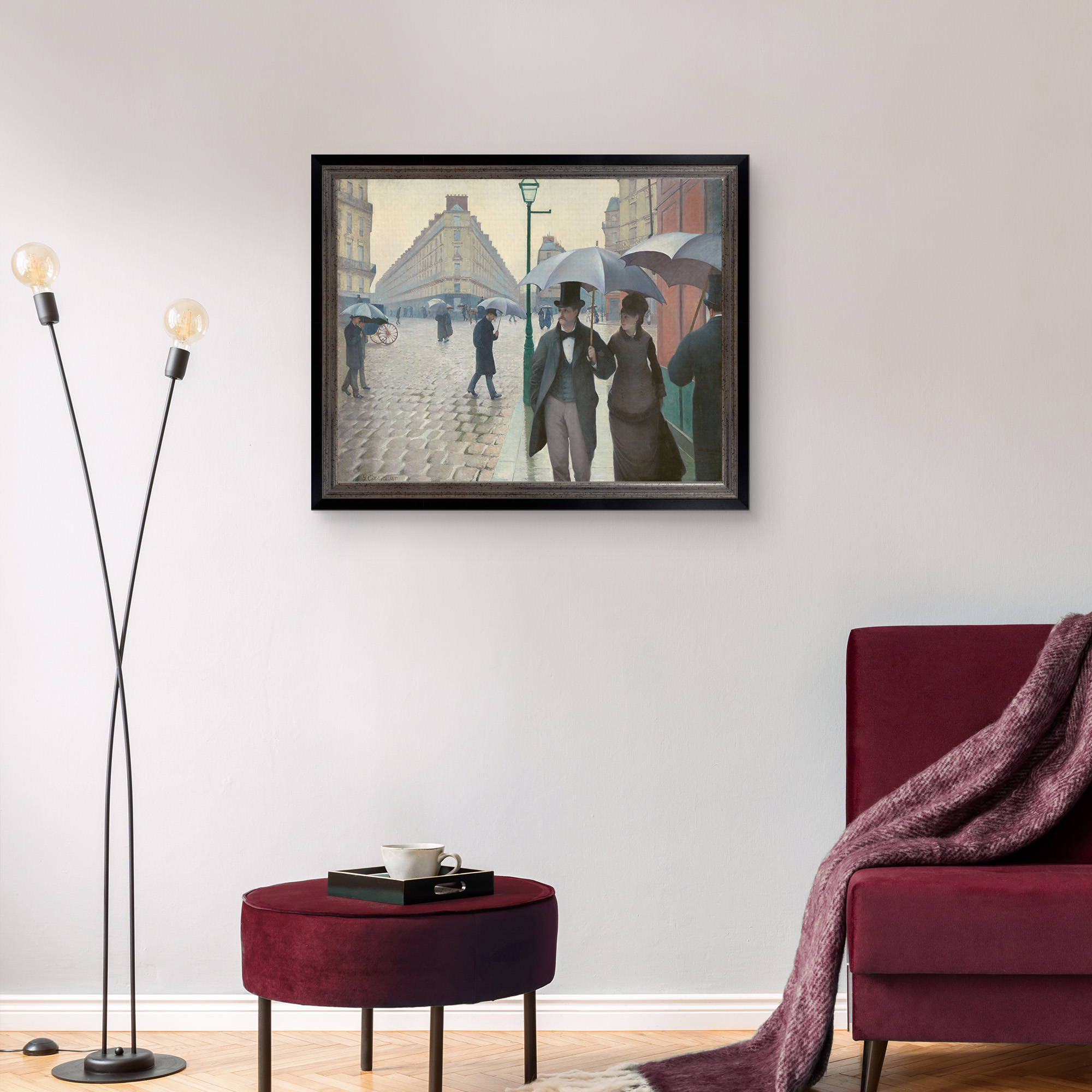 Rainy Day in Paris Framed Canvas