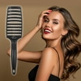 thumbnail image 3 of Unique Bargains 1Pc Wide Curved Vented Hair Brush Detangle Brush for Tangles and Knots Hair Brush for Men and Women Black, 3 of 7