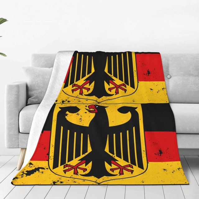 Manta de microfibra ultra suave con diseño de bandera alemana y escudo de armas de Alemania, manta de microfibra para todas las estaciones, manta cálida para cama, silla, sofá, sala de estar, cuna de