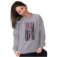 thumbnail image 3 of Breast Cancer Pink Line American Flag Women Plus Size Crewneck Sweatshirt Brisco Brands 4X, 3 of 5