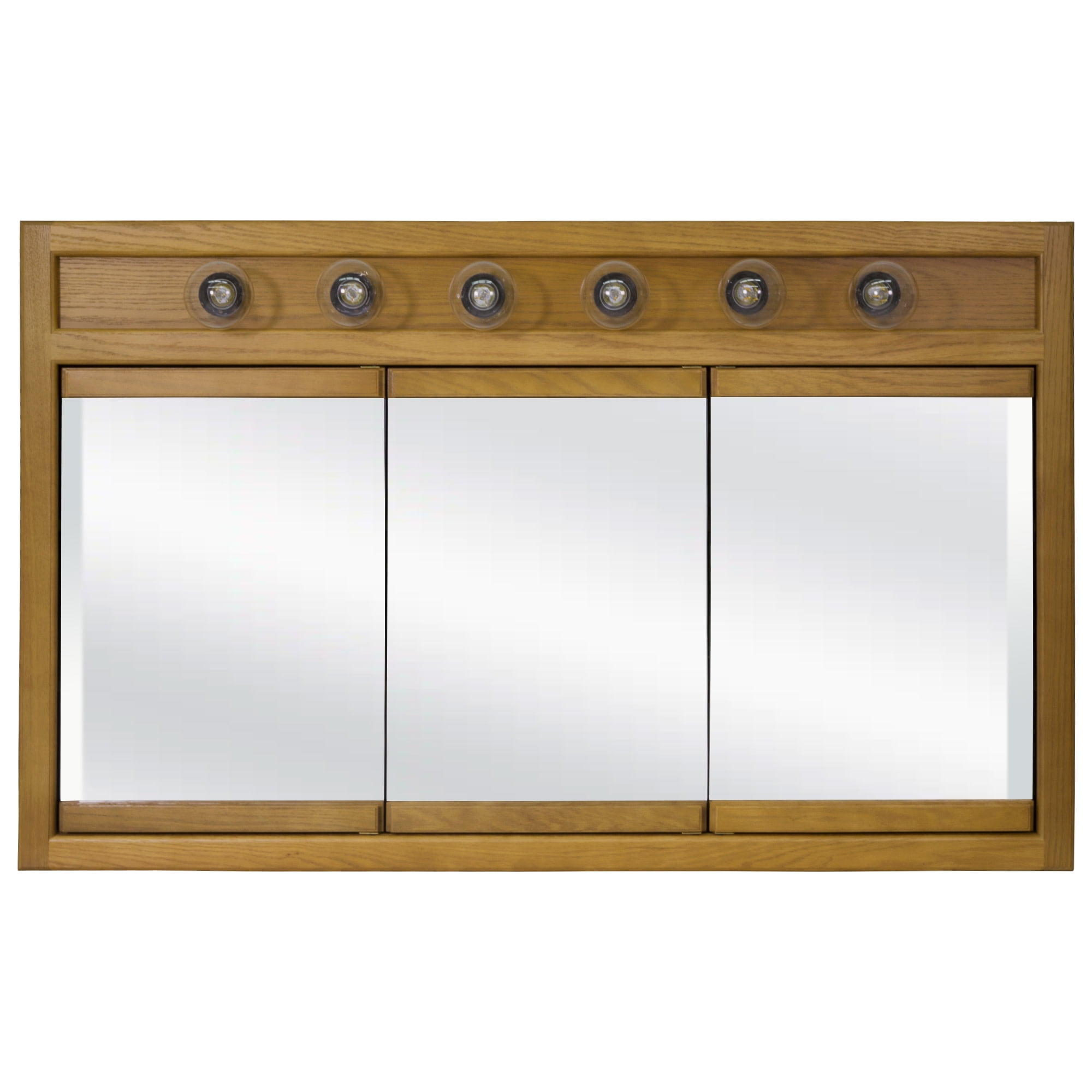 Oak medicine cabinet with cheap lights