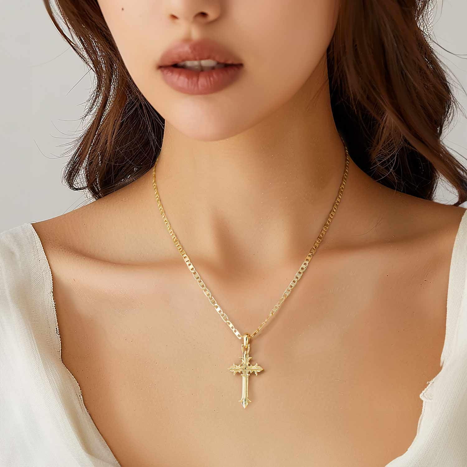 14k Gold Cross Necklace for Women Crucifix Necklace Cross Pendant Necklace Jewelry Gifts for Women