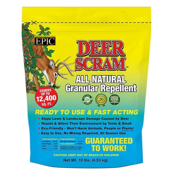 Epic Deer Scram All Natural Ready To Use Outdoor Granular Animal Repellent Resealable Bag, 10lbs