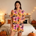 thumbnail image 6 of Halloween Pajamas Women,Fall Cute Pumpkin Ghost Print Pjs Short Sleeve Button Shirts and Shorts Pajamas Sets Orange XXL, 6 of 9