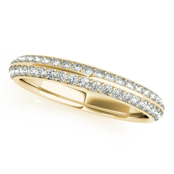Aonejewelry 1/4 Ct Round Diamond Unique Hand-Crafted Wedding Band In 10K Solid Yellow Gold