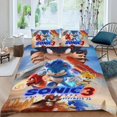 thumbnail image 2 of Sonic Conjunto de sábanas temático, trío de piezas, cómodo y amigable con la piel, diseño único, regalo de decoración para el hogar para familiares, amigos y fans,135X200cm, 2 of 6