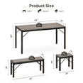 thumbnail image 3 of Aiho 63" 6-Seater Dining Set with 2 Stools & 2 Benches, Wood & Metal, Compact for Small Spaces/Breakfast - Gray, 3 of 7