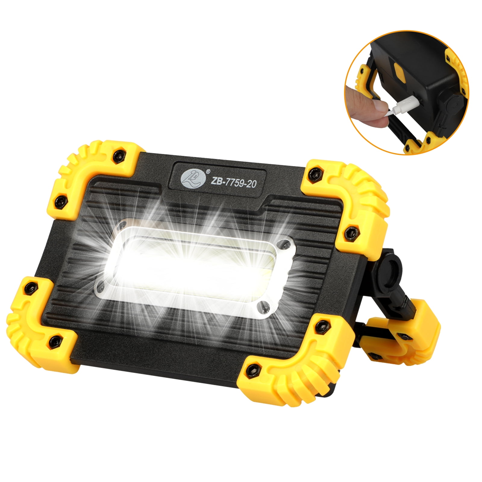 Premium Portable Led Work Light Cob Floodlight Recharge Lamp Magnetic Hook EEE## 