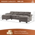 thumbnail image 3 of Wiilayok 114" U Shaped Sectional Sofa with Chaise Lounge and Ottoman,Chenille Modular Sectional Sofa Couch for Living Room,Stone Grey, 3 of 9